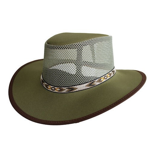 Azteca Cool Canvas Mesh Hat. UV Canvas/Chin Strap South West band
