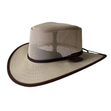 Woven Brim Canvas Mesh Hat, Lightweight  Made in USA. With CHIN Strap. - The Walkabout Company